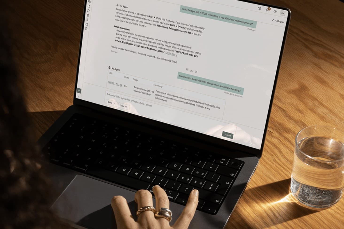 The State Affairs AI agent answering a question about a bill